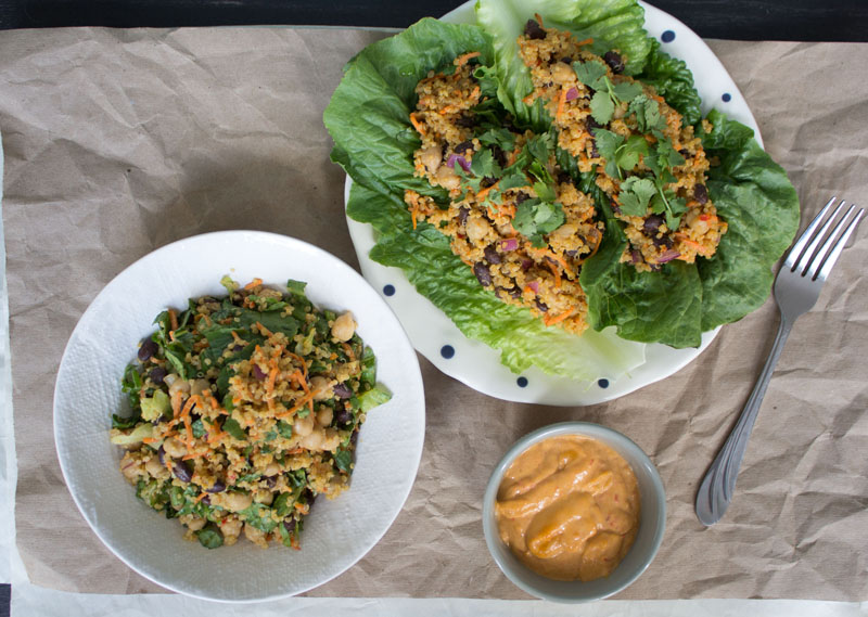 Harissa Tahini Salad & Wraps