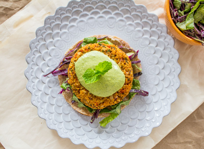 Sweet Potato Burgers with Green Tahinii