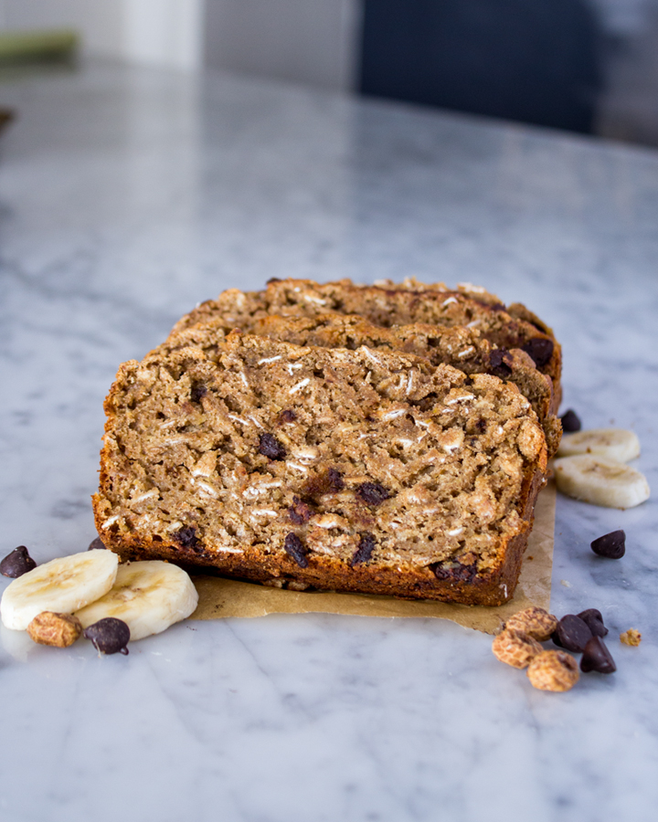 Vegan Mocha Banana Bread. Made with Tigernuts, Oats, & Spelt Flour