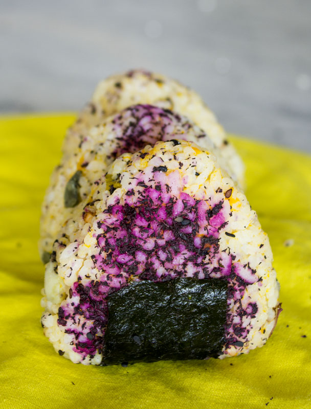 Japanese Onigiri (Rice Balls) with Kabocha Squash and Japanese Yam