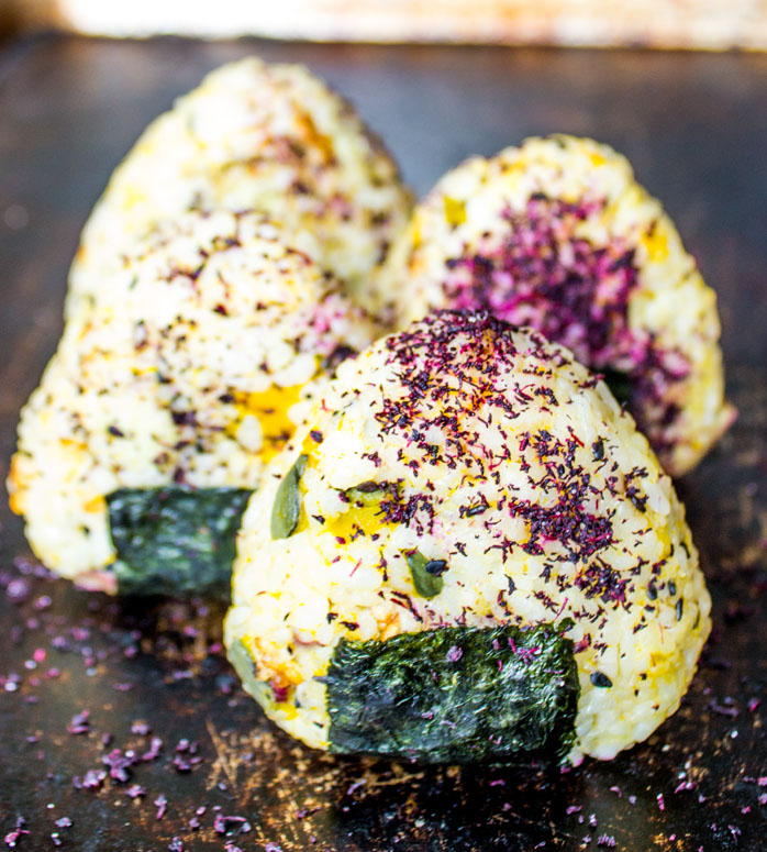 Japanese Onigiri (Rice Balls) with Kabocha Squash and Japanese Yam