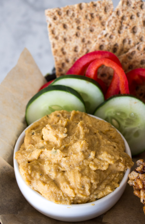 Sweet Potato Hummus | Vegan Back to School Snacks | www.sweetpotatosoul.com