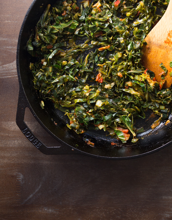 Southern Vegan Collard Greens with Cornmeal Biscuit | www.sweetpotatosoul.com