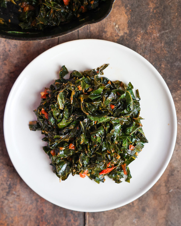 How to cook delicious meatless collard greens.
