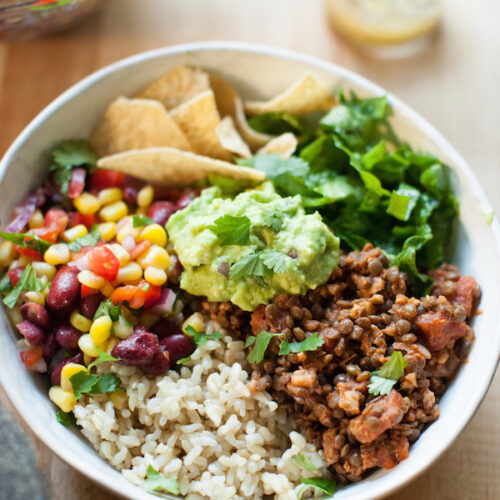 Guacamole Taco Salad Bowls - Jazzy Vegetarian - Vegan and Delicious!