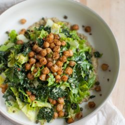 The Best Vegan Caesar Salad + Spiced Crispy Chickpeas