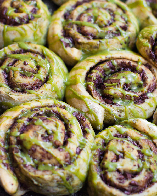 Chocolate Matcha Sticky Buns | @sweetpotatosoul