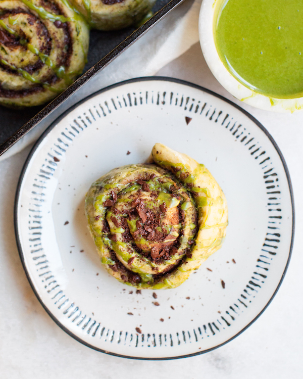 Chocolate Matcha Sticky Buns | @sweetpotatosoul