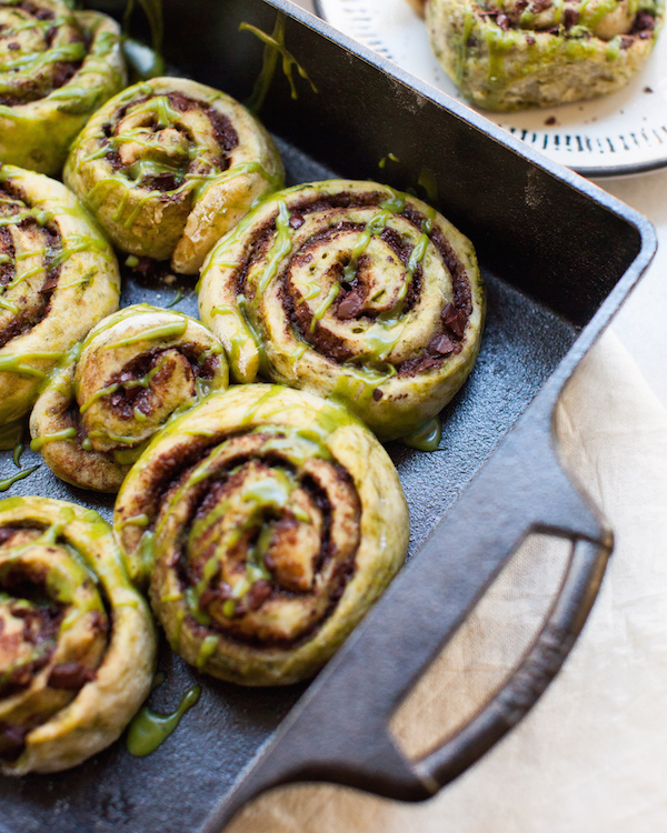 Chocolate Matcha Sticky Buns | @sweetpotatosoul