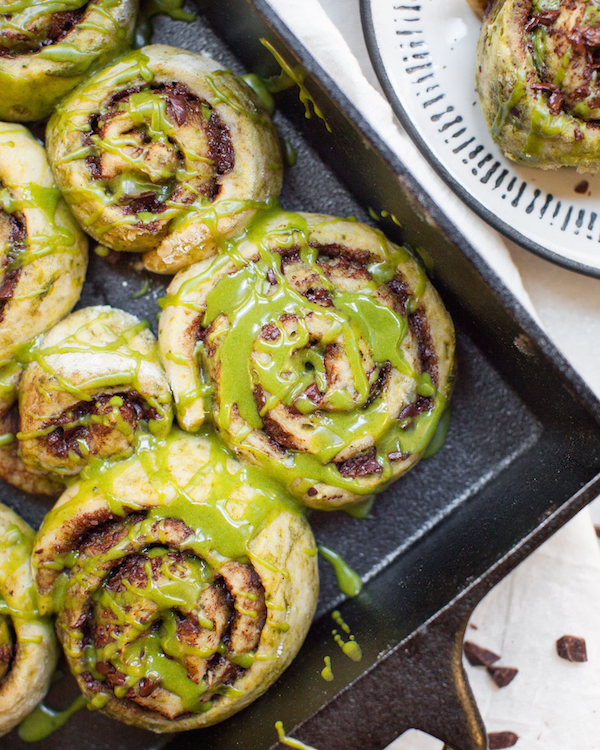 Chocolate Matcha Sticky Buns | @sweetpotatosoul