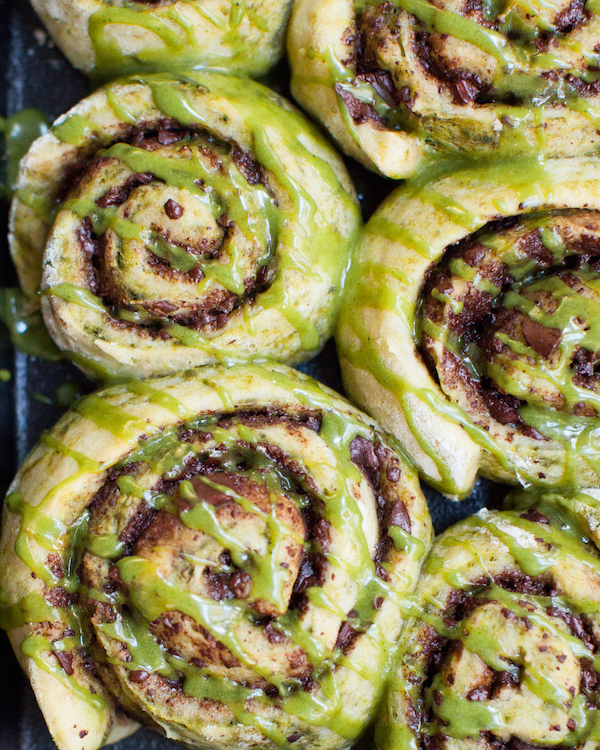 Chocolate Matcha Sticky Buns | @sweetpotatosoul