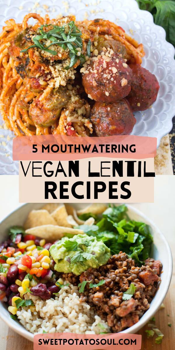Vegan Lentil Recipes Pinterest graphic