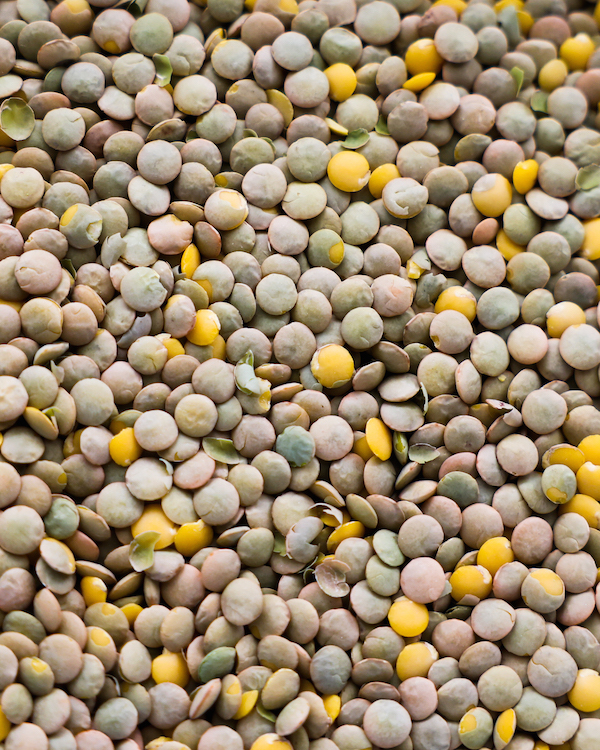 Raw lentils close up