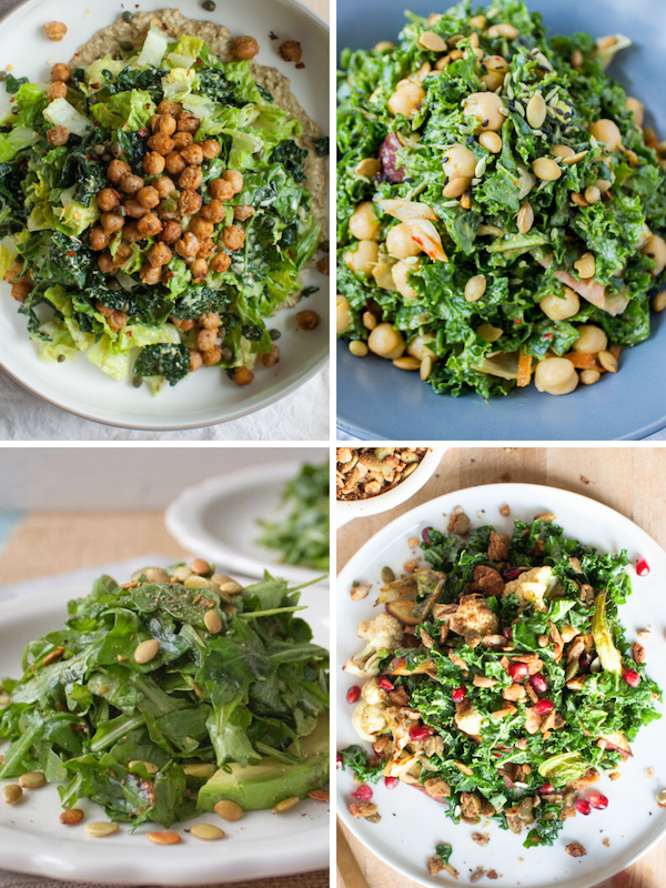 Leafy green vegan salads