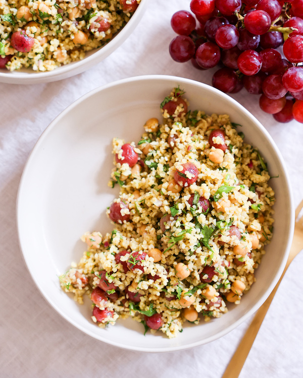 bulgur salad with roasted grapes