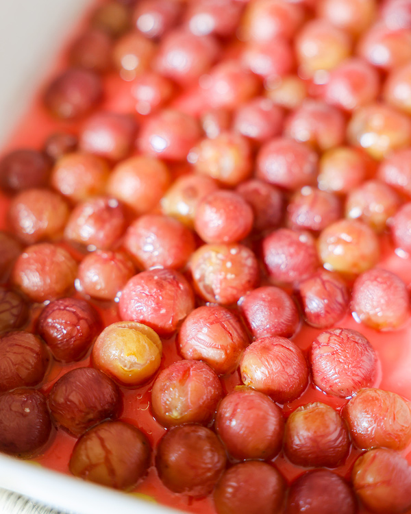 roasted grapes in pan