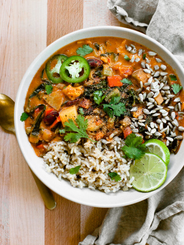 A bowl of west african peanut-free stew.