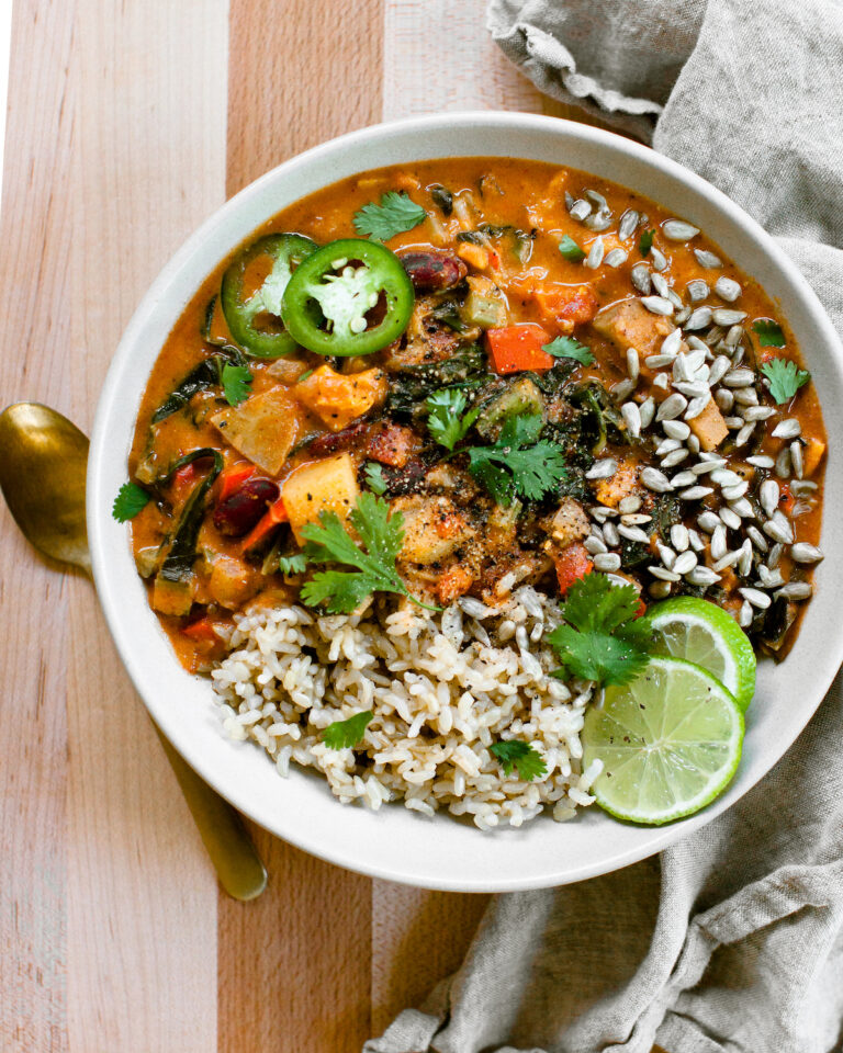 A bowl of west african peanut-free stew.