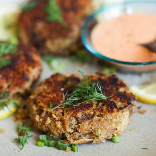 gluten free lion's mane crab cakes