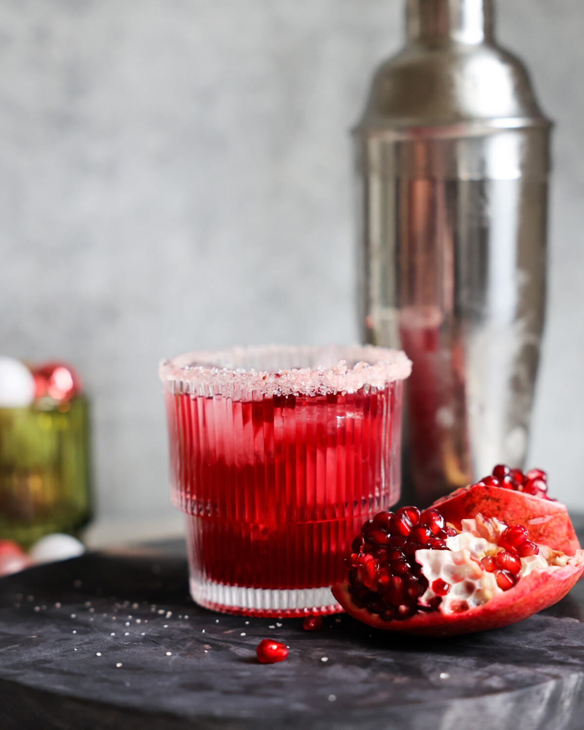 pomegranate margarita on tray