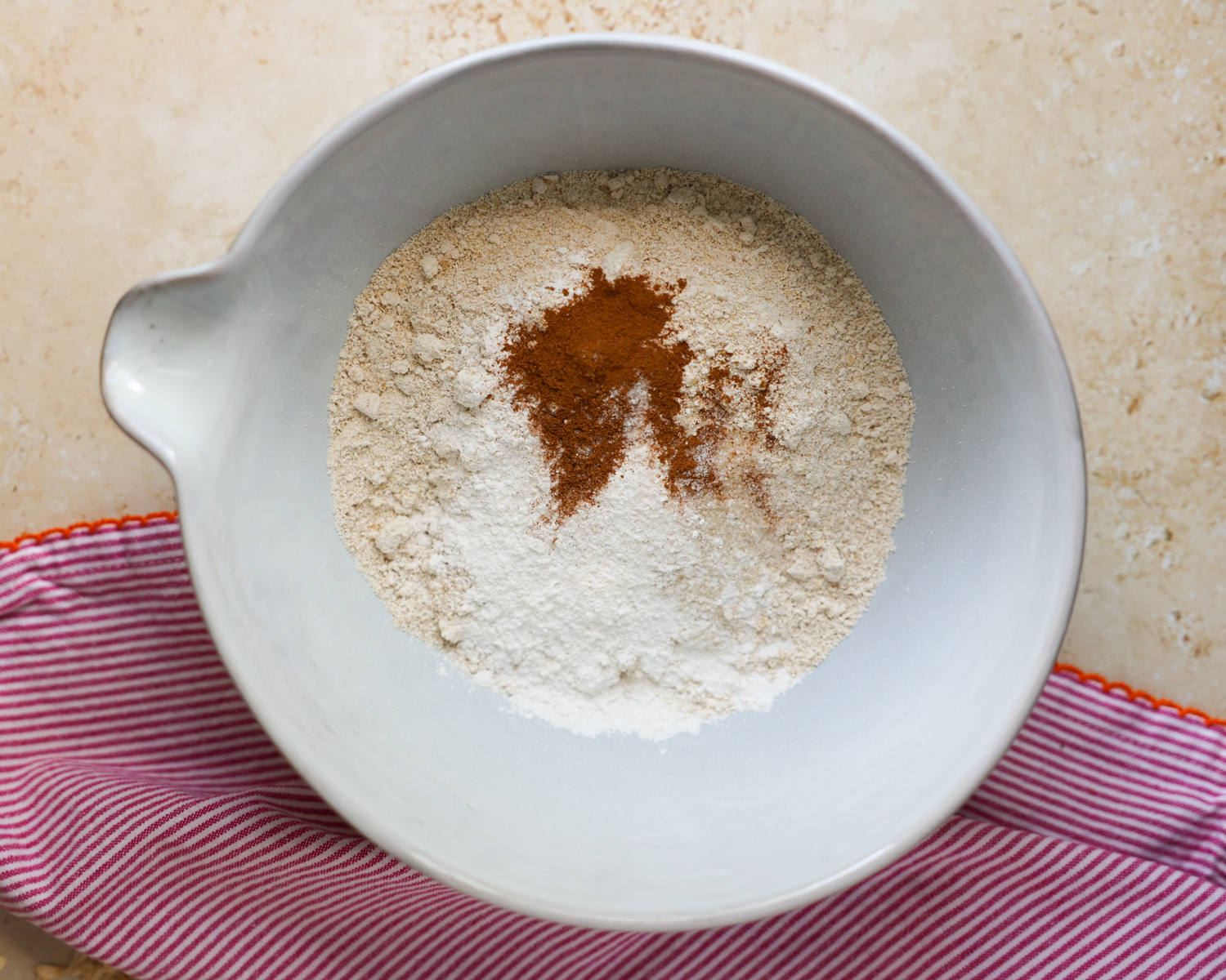 Dry pancake ingredients in a bowl.