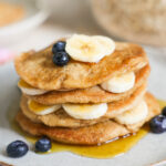 Stack of oat flour pancakes.