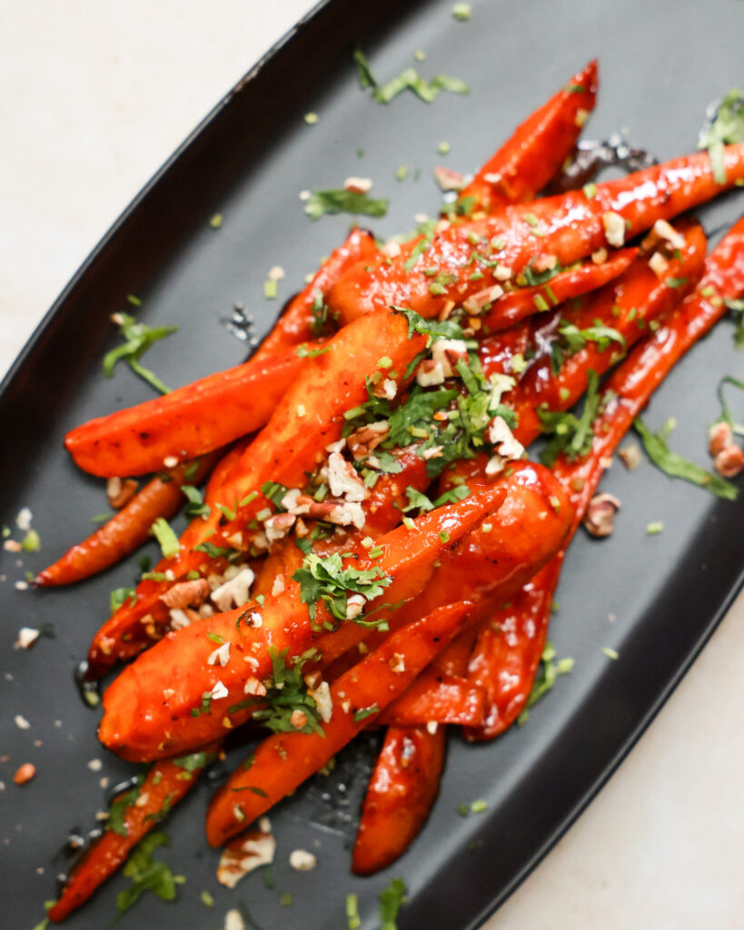 gochujang roasted carrots overhead 