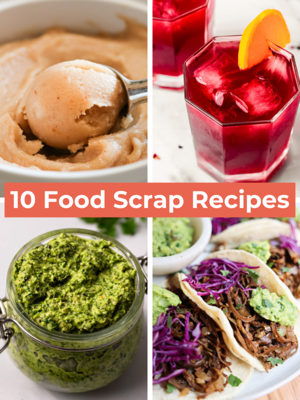 photo grid with images of food scrap recipes