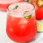 Closeup of watermelon margarita in a glass