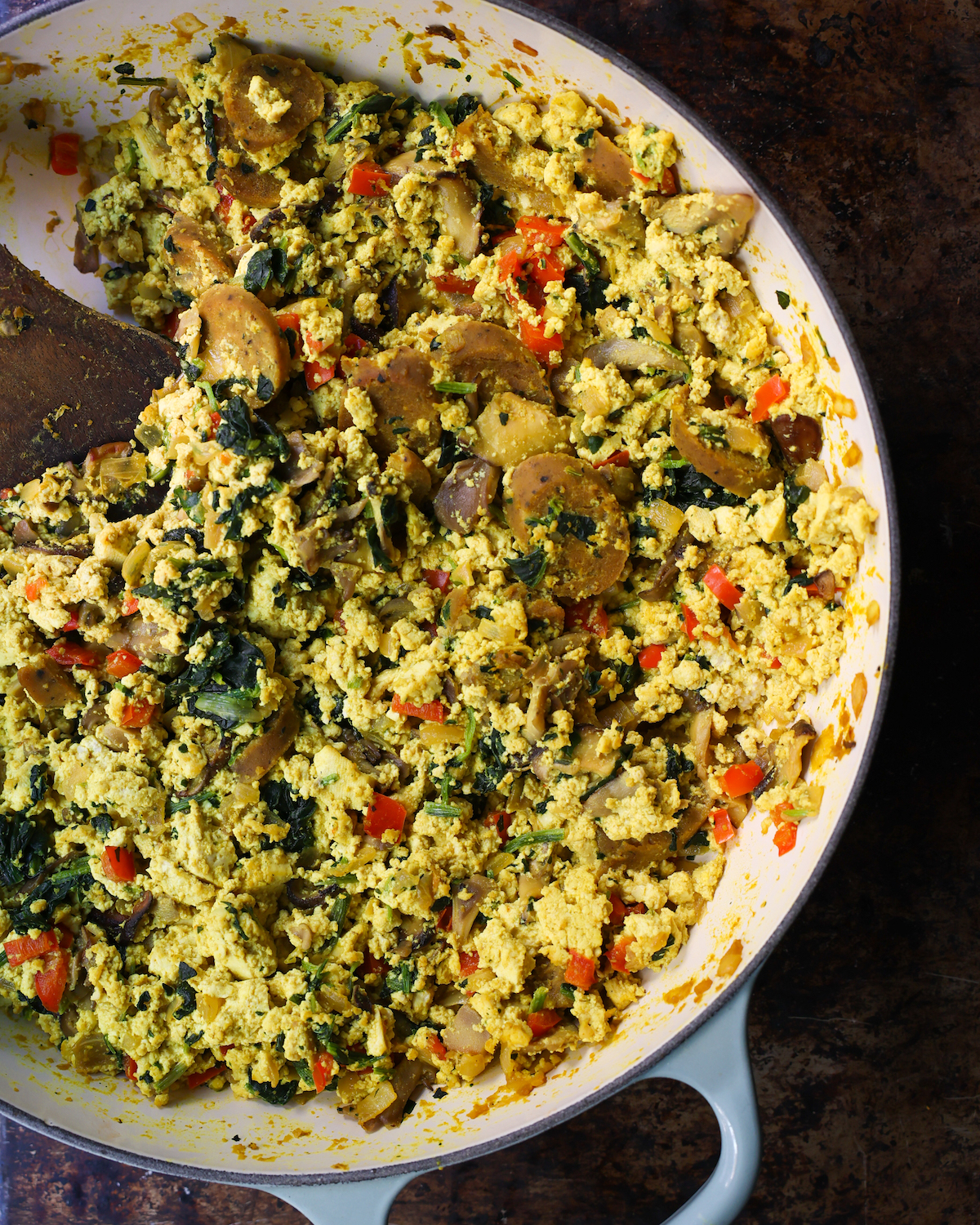 tofu scramble in a skillet