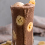 tall glass of mocha vegan milkshake