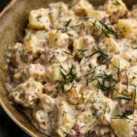 closeup of Vegan potato salad