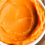 closeup of sweet potato puree in a bowl