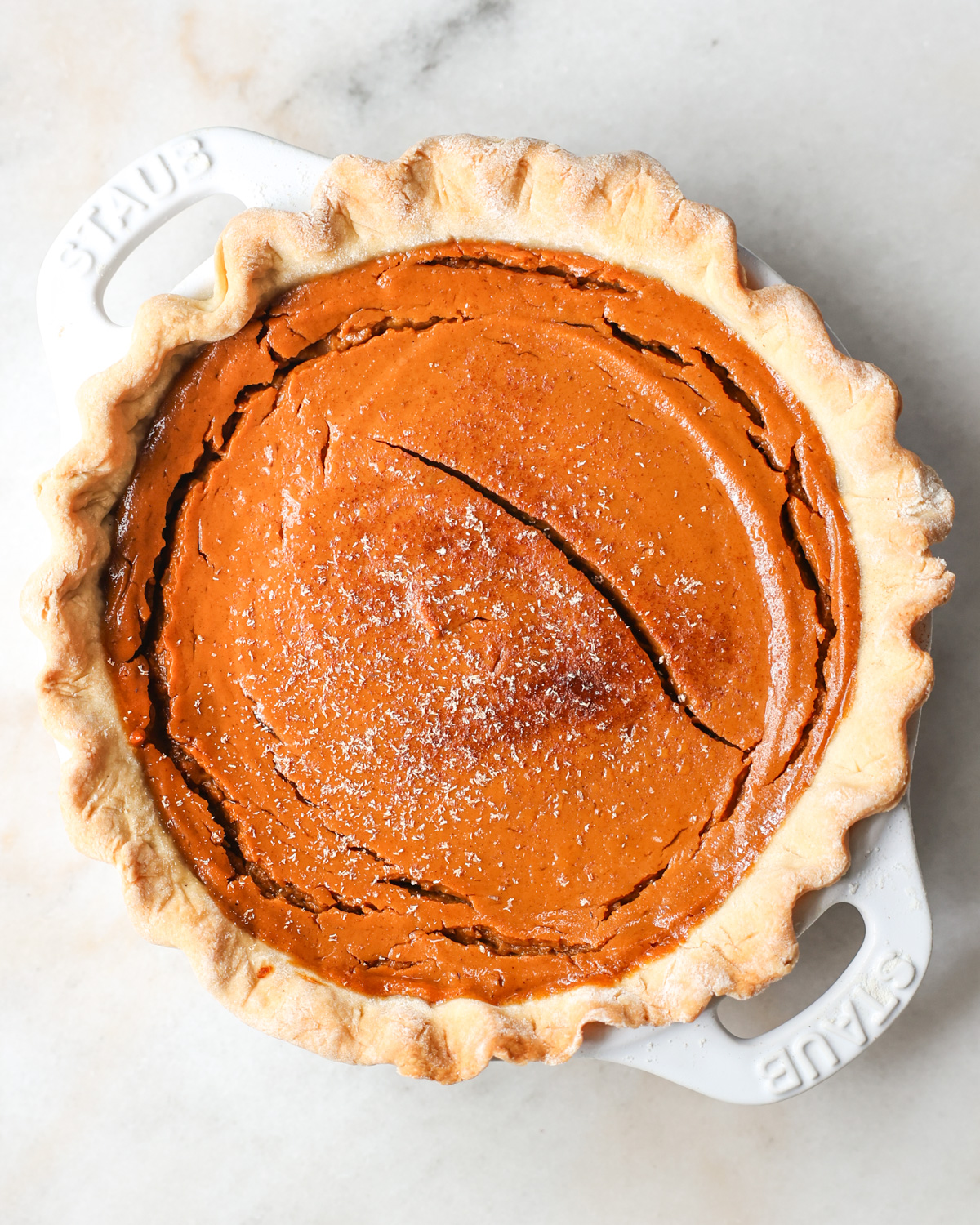 overhead of a vegan sweet potato pie