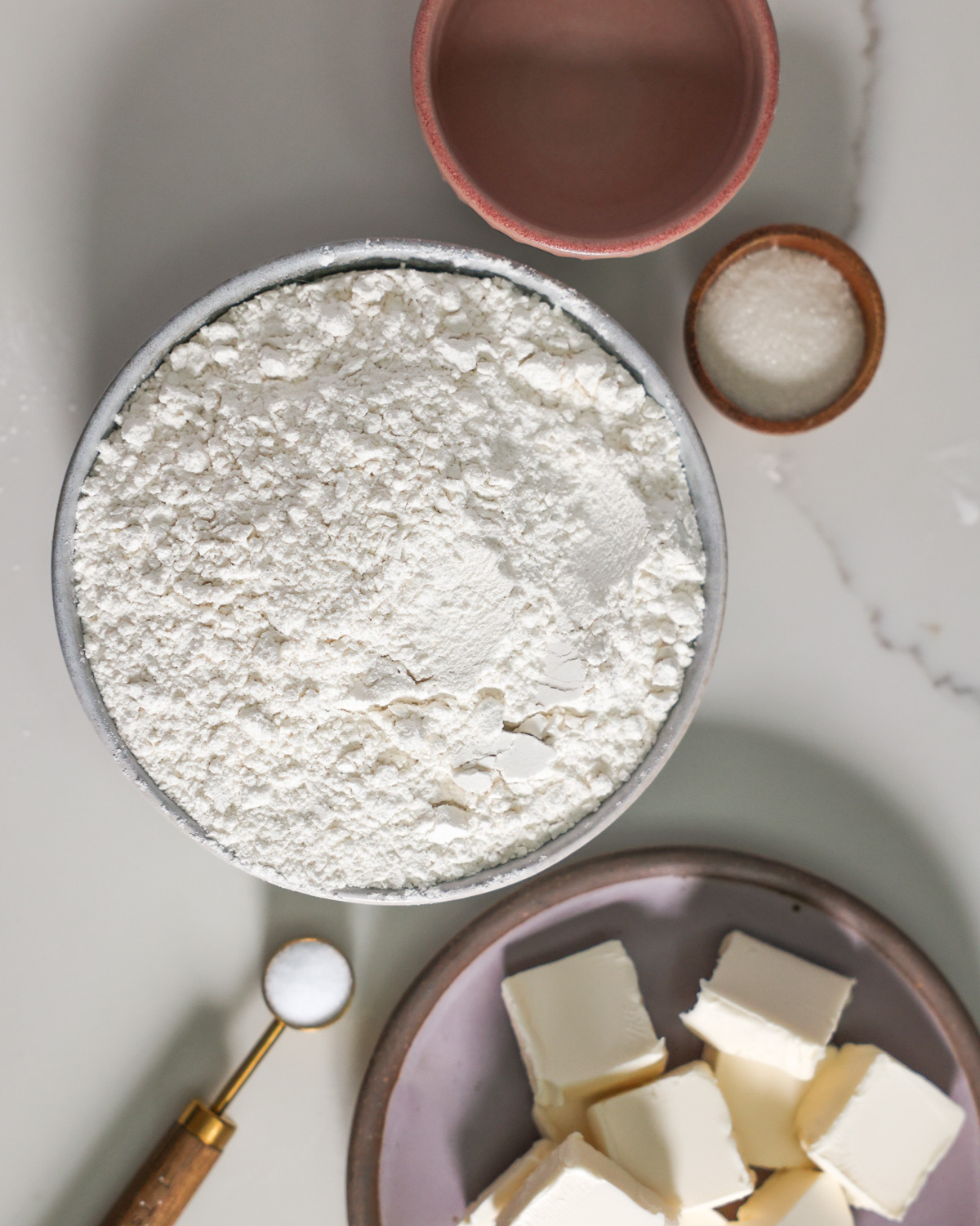 overhead of vegan pie crust ingredients