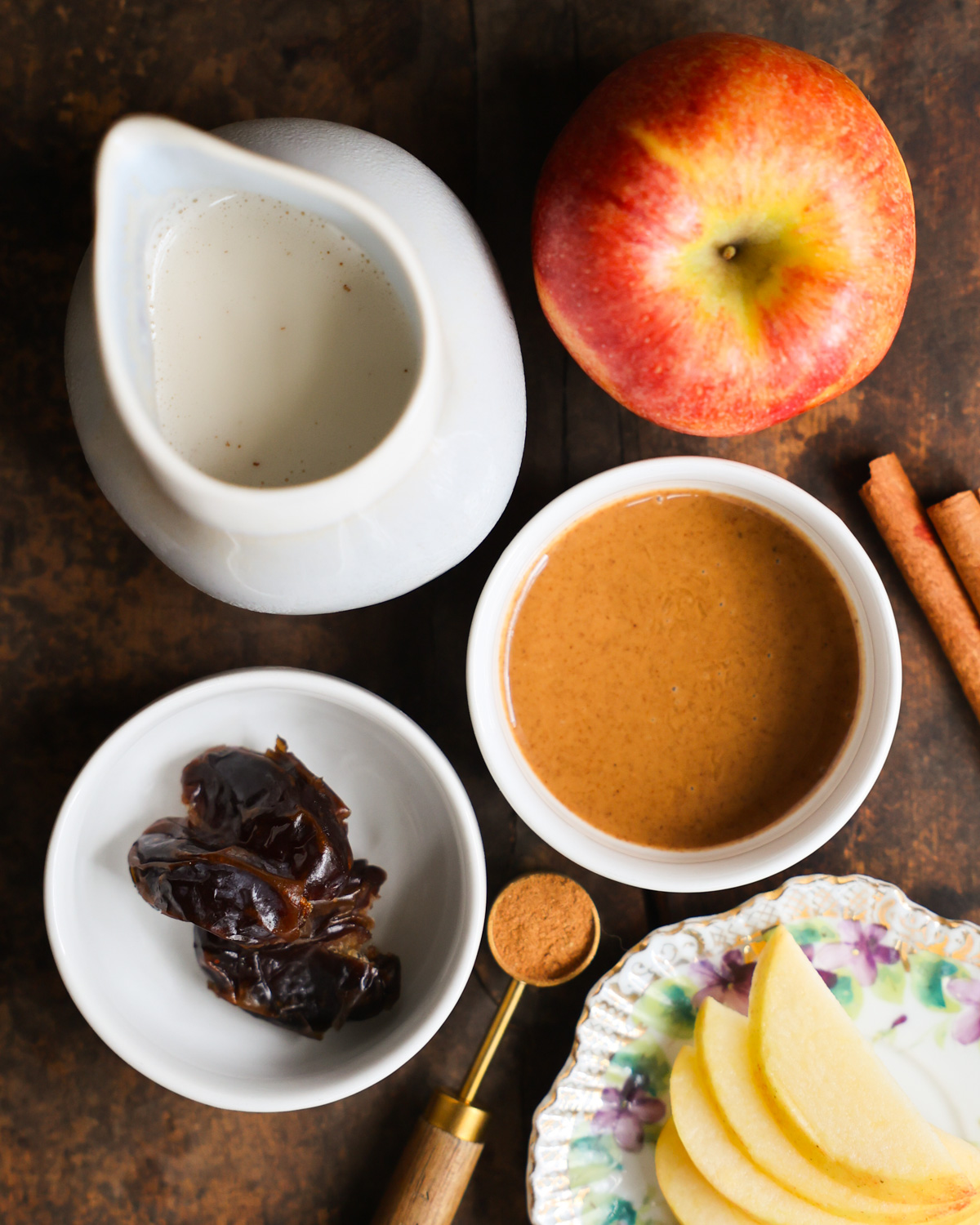 apple smoothie ingredients overhead