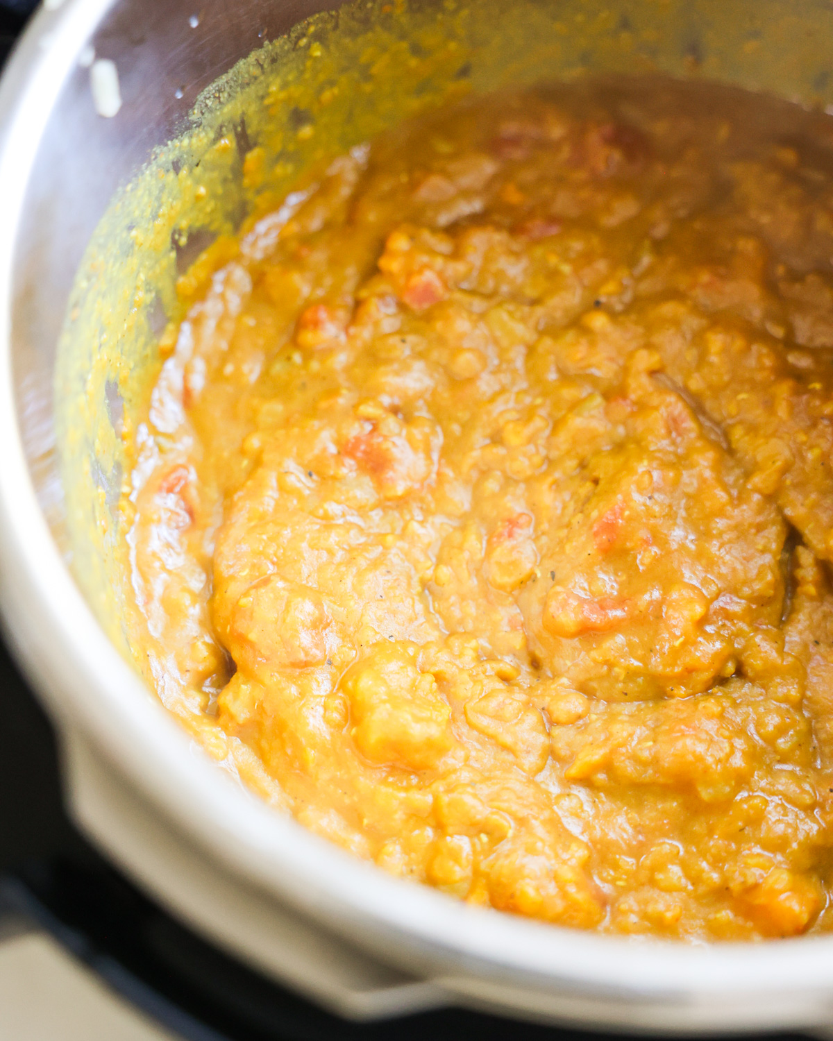 close up of sweet potato lentil curry