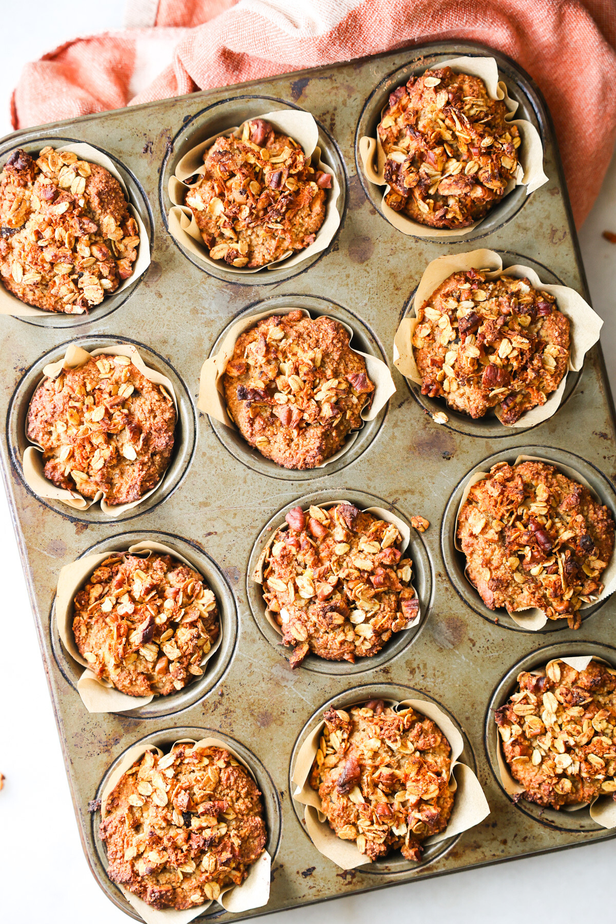 A tray of oat bran muffins with sweet potato