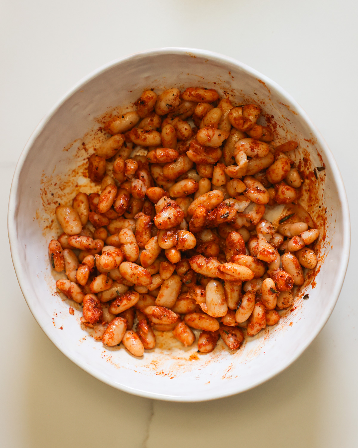 spiced white beans in bowl