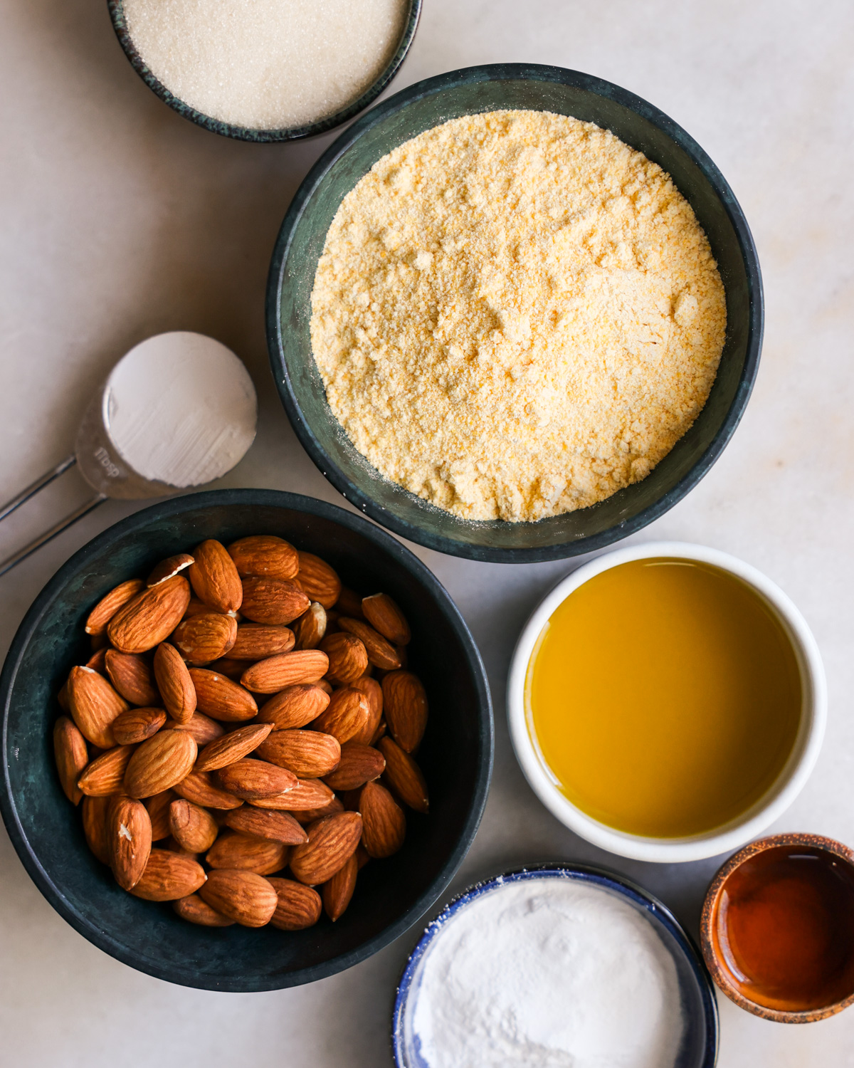 overhead of gluten free cornbread ingredients