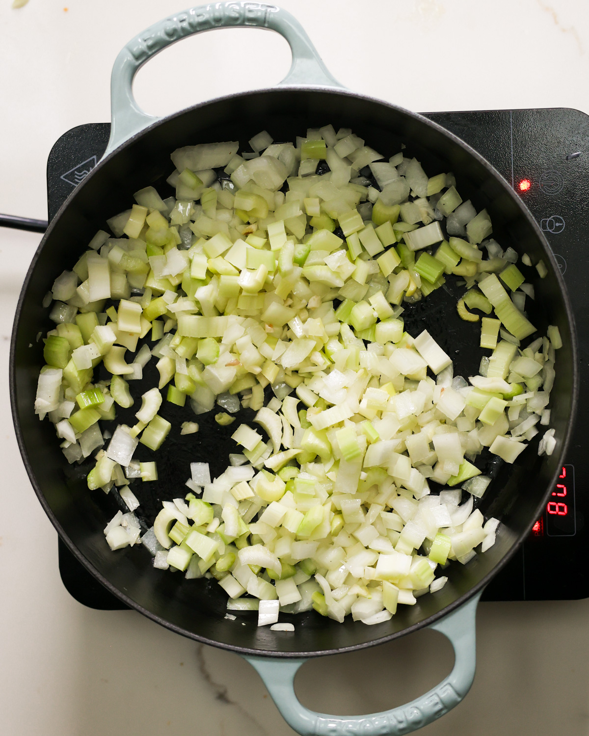 overhead sautéing aromatics