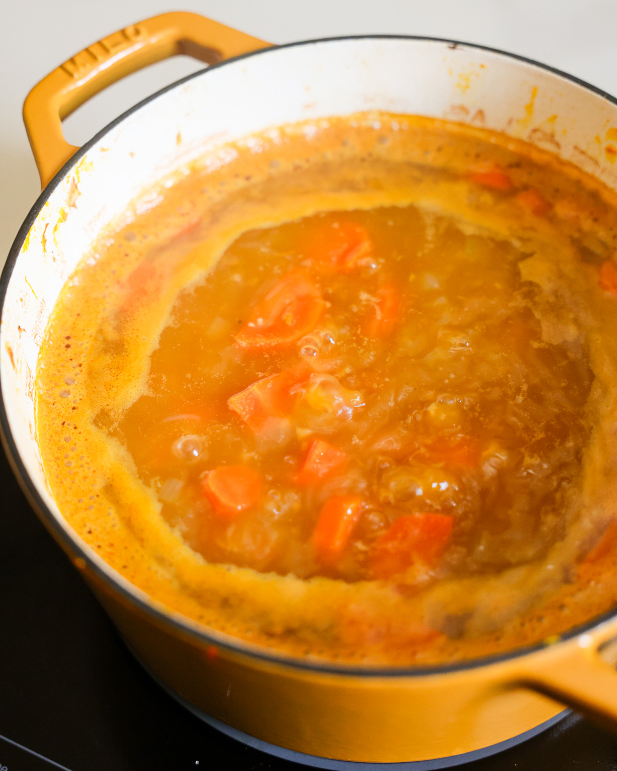 soup simmering in pot