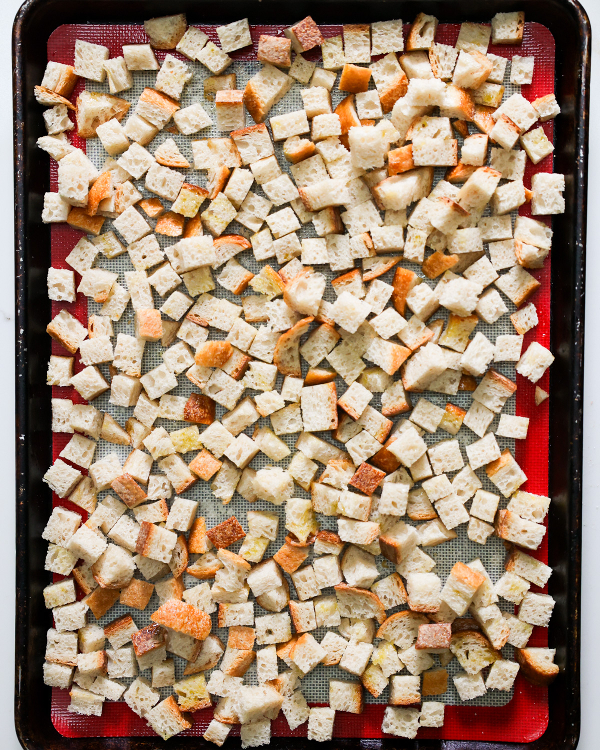 overhead sourdough croutons