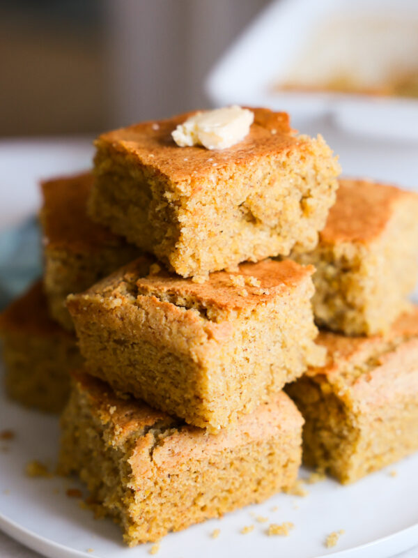 stack of vegan cornbread