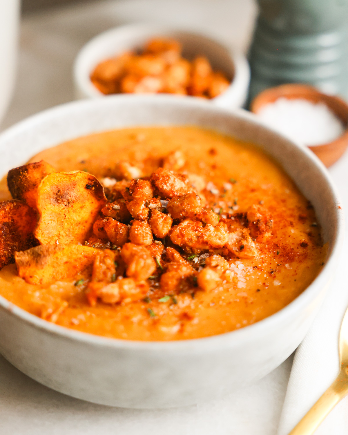 sweet potato soup in bowl