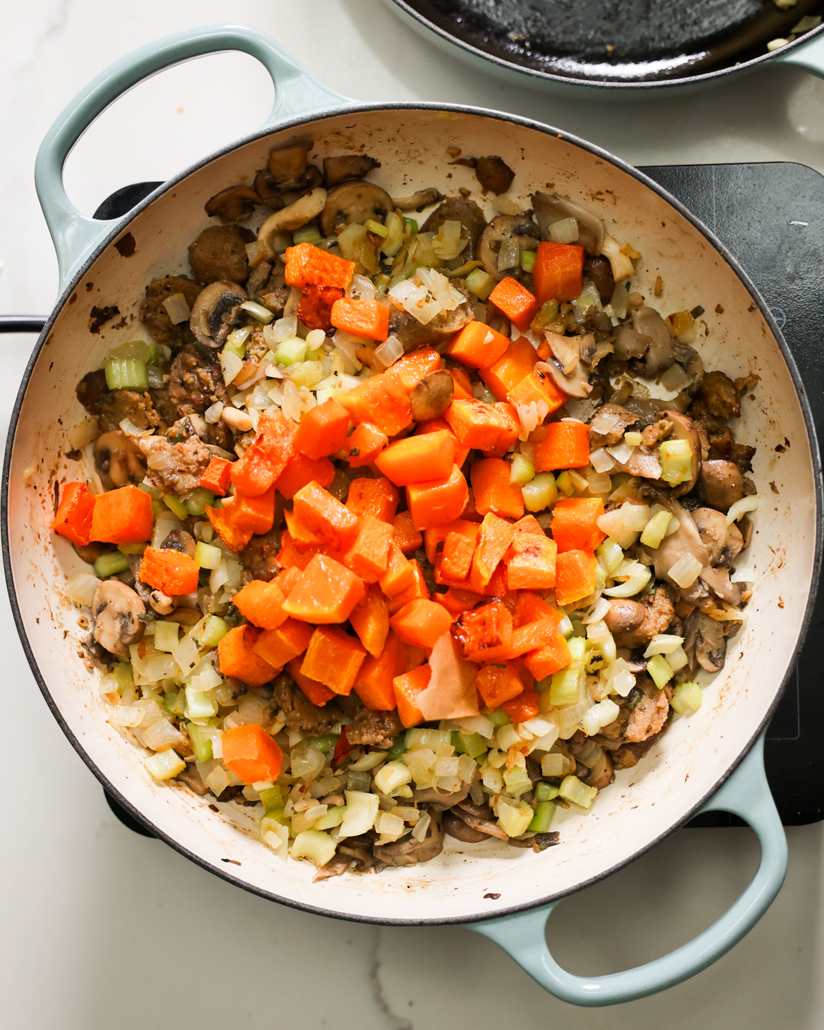 butternut squash in skillet