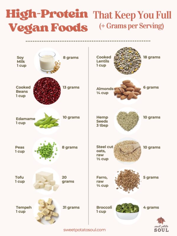 Vegan protein sources chart.
