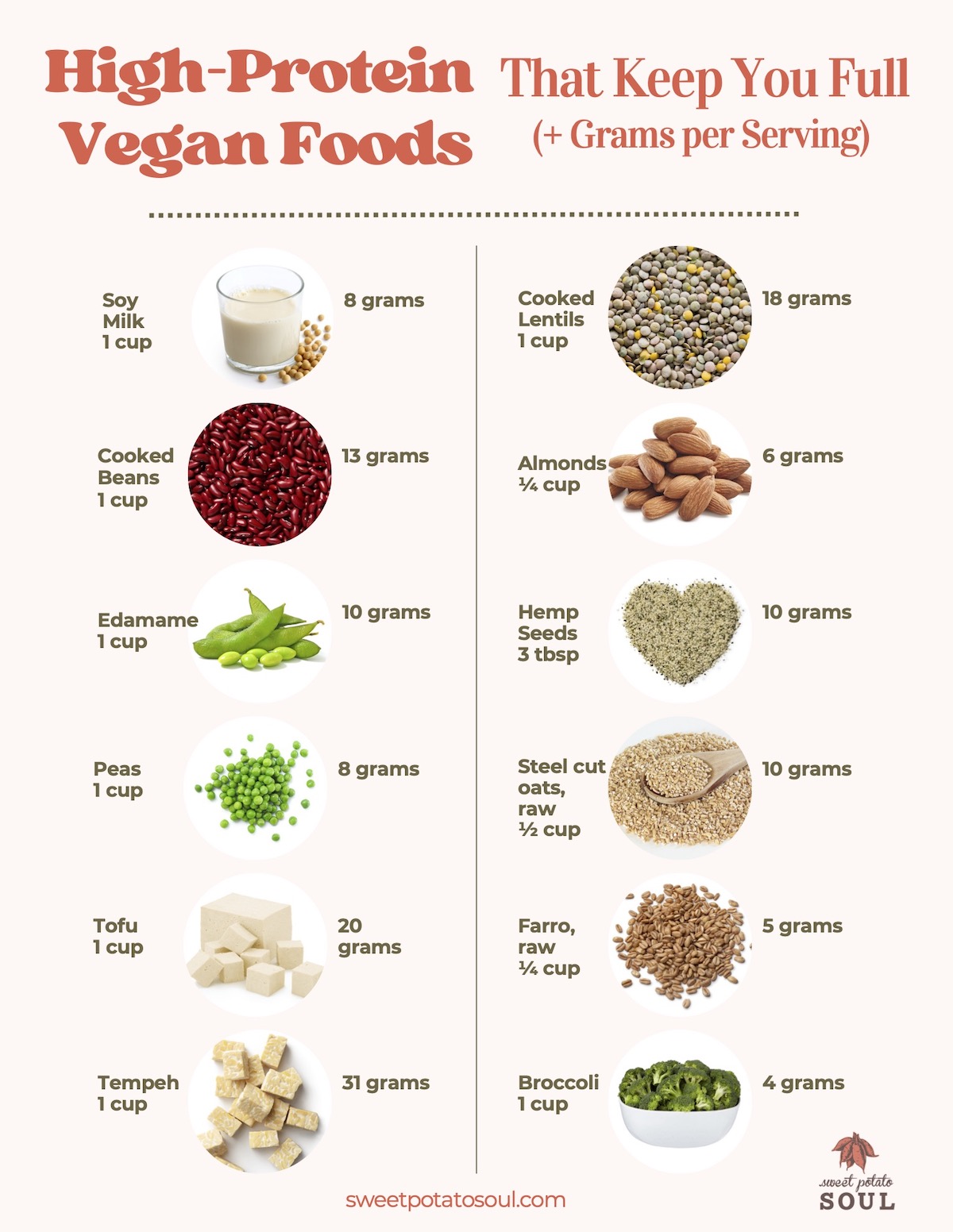 Vegan protein sources chart. 