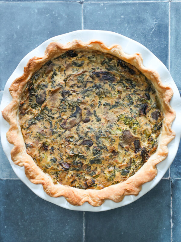 overhead of baked vegan quiche