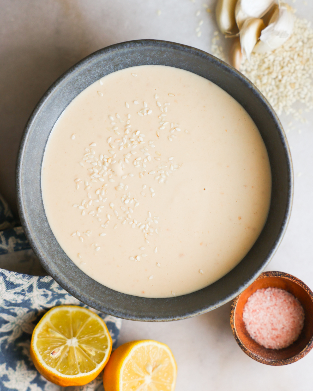 overhead of miso tahini dressing